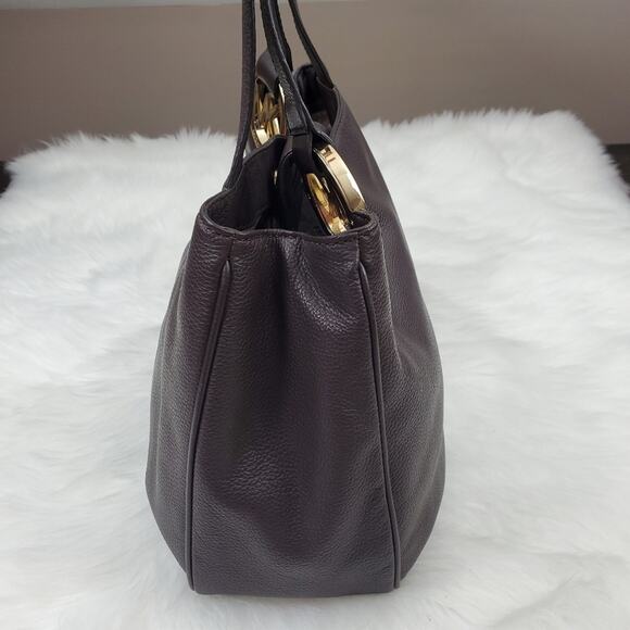 Michael Kors Fulton East West Chocolate Brown Pebbled Leather Tote - Picture 3 of 16